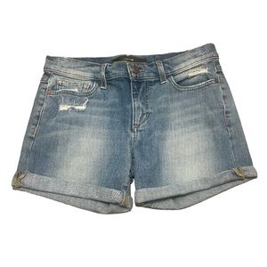 Blue denim Joe’s Jeans shorts.